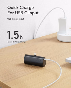 Powerbank Veger PlugOn (W0556P) PD QC3.0 3A 20W 5000 mAh with a built-in connector Lightning black