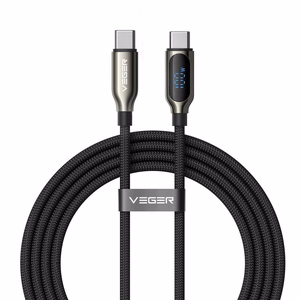 Кабель со светодиодным дисплеем, разъемы Type C – Type C, VEGER PD 5A 100W, CC1-XHJ, 1,5 м, черный