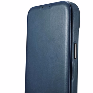 iCarer CE Premium odinis folio dėklas iPhone 14 Plus su MagSafe magnetiniu flipu - mėlynas
