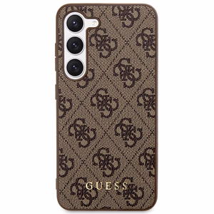 Guess GUHCS23SG4GFBR S23 S911 коричневый/коричневый жёсткий чехол 4G Metal с золотым логотипом