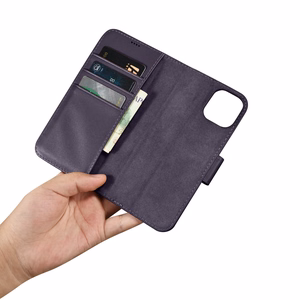 iCarer Dėklas telefonui 2in1 odinis flip dėklas su dangteliu Anti-RFID violetinis iPhone 14 (WMI14220725-DP)