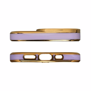Madingas dėklas iPhone 12 Pro aukso rėmo gelinis violetinis