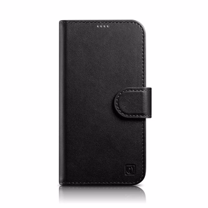 iCarer Piniginės dėklas 2in1 viršelis iPhone 14 Plus Anti-RFID odinis atverčiamas dėklas juodas (WMI14220727-BK)
