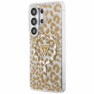 Guess чехол IML Leopard Print Triangle MagSafe для Samsung Galaxy S26 Ultra коричневый