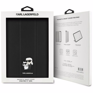 Karl Lagerfeld Saffiano Magnetinis Karl & Choupette iPad Pro 11" 2024 Knygos viršelio dėklas - juodas