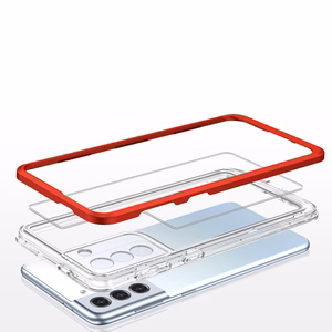 Skaidrus 3in1 dėklas Samsung Galaxy S22 + (S22 Plus) rėmelio gelis raudonas