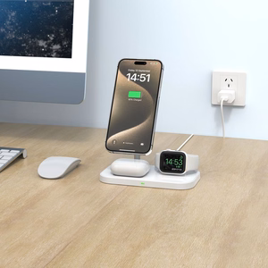 Tech-Protect QI15W-A22 MagSafe inductive charger with 3in1 MagSafe stand for smartphone / Apple Watch / AirPods - white