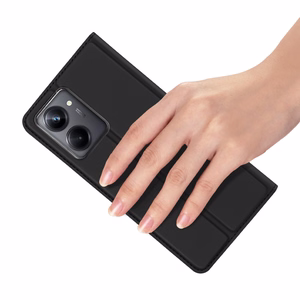 Dux Ducis Skin Pro Dėklas Realme 10 Pro lankstus dangtelis kortų piniginė stovas - juodas