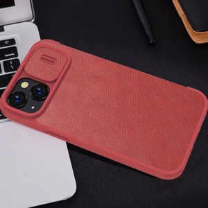 Nillkin Qin Leather Pro Case iPhone 14 Plus с защитой камеры флип-чехол коричневый