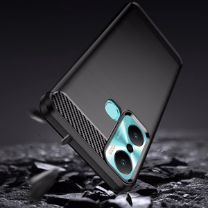 Carbon Case чехол для Infinix Hot 20 Play гибкая силиконовая карбоновая крышка чёрный