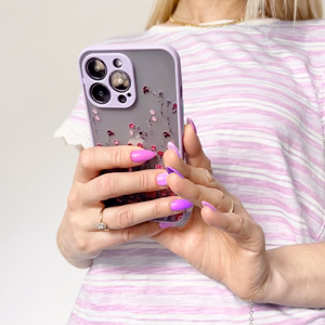 Dizaino dėklas iPhone 12 Pro Max gėlių rožinė