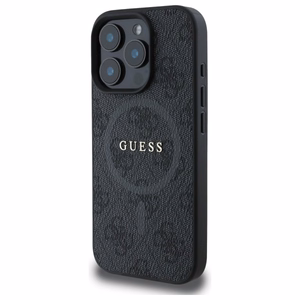 Чехол GUESS для iPhone 16 Pro Max совместимый с MagSafe GUHMP16XG4GFRK (PU 4G Ring Classic Logo) чёрный