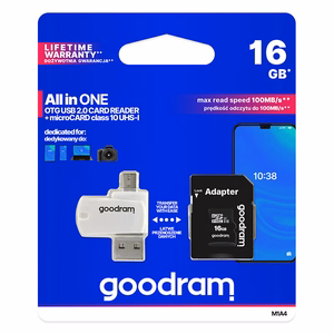 Goodram M1A4-0160R12 16 GB MicroSDHC Class 10 UHS-I atmintis