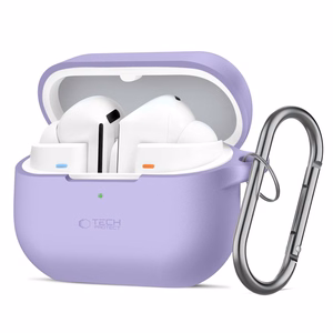 Tech-Protect silikoninis dėklas su kabliuku Samsung Galaxy Buds 3 / 3 FE / 3 Pro ausinėms - violetinis