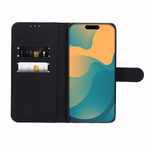 Juodas techninio audinio atverčiamas dėklas „4Card RFID Anti-Theft“, skirtas „Motorola Moto G17 Power“