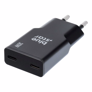 Blue Star Slim GaN TFK-SC-30WCC 30W 2x USB-C QC 4.0 / PD 3A įkroviklis, juodas