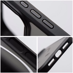 Dėklas iPhone 17 Pro Max / 18 Pro Max (žemas kameros kraštas) Forcell F-Protect Smoke Hybrid Premium suderinamas su MagSafe juodas