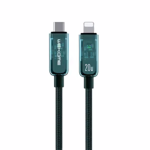 Кабель WEKOME WDC-181 Vanguard Series USB-C–Lightning для зарядки и передачи данных, 1 м, PD 20 W, зелёный