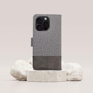 GOMMA knygos tipo dėklas telefonui Xiaomi Redmi Note 14 4G (GLOBAL - 164,84mm x 78,15mm x 8,16mm) pilkas