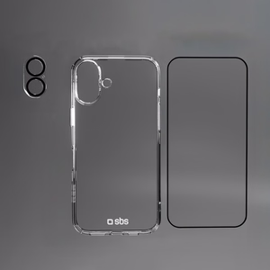 Набор SBS с технологией D3O для iPhone 16 - чехол + стекло для экрана и камеры - прозрачный