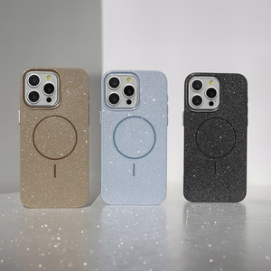 Blizgus plonas magnetinis dėklas telefonui iPhone 14 6,1" juodas