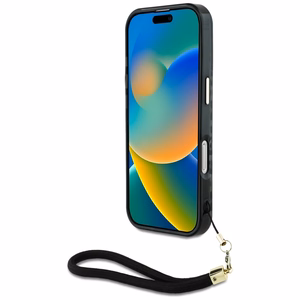 Guess HC IML leopardas trikampio virvelės dirželis MagSafe dėklas iPhone 16 - juodas