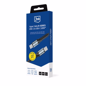 3mk Hyper Cable N-SERIES USB-C / USB-C 1.5m PD 3.0 QC 3.0 20V / 5A 100W - черный