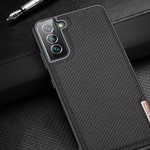 Dux Ducis Fino dėklas yra pagamintas iš nailono medžiagos Samsung Galaxy S22 + (S22 Plus) mėlynas