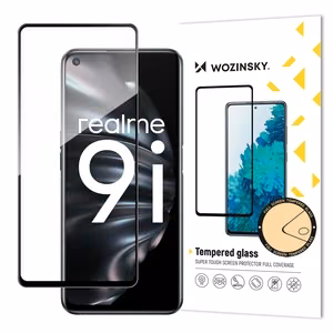 Wozinsky grūdintas stiklas pilno klijavimo itin tvirtas apsauginis stiklas pilno padengimo su rėmeliu, dėklui draugiškas Oppo A76 / Oppo A36 / Realme 9i juodas