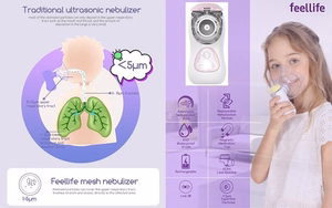 Nešiojamas tinklelinis inhaliatorius FEELLIFE Air Kids, rožinis