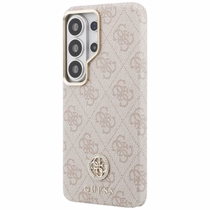 Guess dėklas 4G Rhinestone Round Logo MagSafe skirtas Samsung Galaxy S26 Ultra rožinis