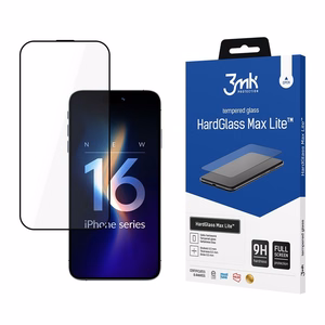LCD apsauginis stikliukas 3mk Hard Glass Max Lite Apple iPhone 16 Pro/17 juodas