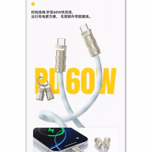 Кабель USB Essager "Rope" синий/красный 60W "Type-C / Type-C" 30cm