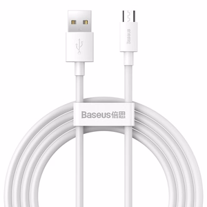 Baseus kabelis Simple Wisdom USB - microUSB 1,5 m 2,1A baltas 2 vnt.