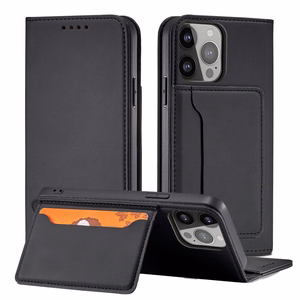 Magnetinė kortelių dėklas Samsung Galaxy S23 atverčiamas dangtelis piniginė stovas juodas