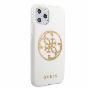 Чехол Guess GUHCN65TPUWHGLG Glitter 4G Circle Logo для iPhone 11 Pro Max, белый