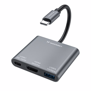 Wozinsky WHCH-01 USB-C PD 100W HDMI 4K@30Hz USB-A 10Gbps хаб - серый
