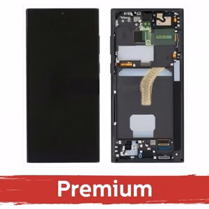 LCD ekranas skirtas Samsung S908 S22 Ultra su rėmeliu / Phantom Black / OEM