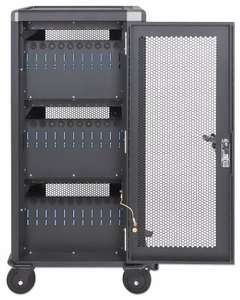Manhattan 181471 – 30-bay USB-C charging cart for iPads up to 13 inches, MacBook Air up to 13 inches, Chromebooks up to 14 inches and other mobile devices, 30 W, bay size 404×27.6×283 mm, cables included