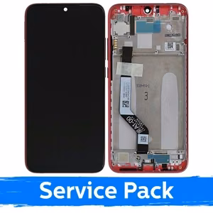 LCD-дисплей совместимый с Xiaomi Redmi Note 7 (Note 7 Pro) с рамкой красный Nebula (Service Pack)