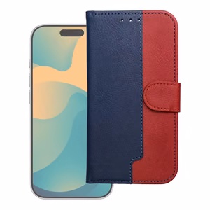 Atverčiamas dėklas iPhone 17 / 18 Split Book tamsiai mėlynas ir raudonas