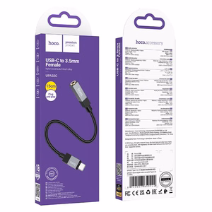 Adapteris AUX USB C (vyriškasis) į Jack 3,5 mm (moteriškasis) Hoco UPA32C juodas