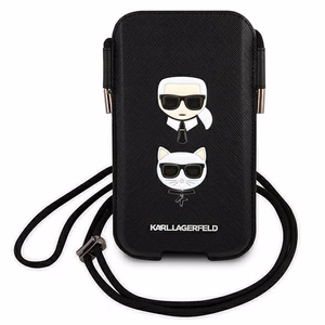 Karl Lagerfeld Saffiano Ikonik Karl&Choupette Head 6.1'' Rankinė - juoda