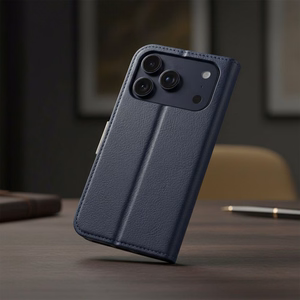 Чехол-книжка для iPhone 17 PRO / 18 PRO Split Book темно-синий и кремовый