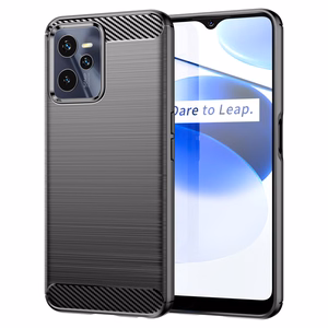 Carbon Case чехол для Realme C35 гибкая силиконовая карбоновая накладка чёрный