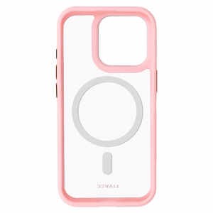 Liavec Hibridinis magnetinis skaidrus dėklas iPhone 15 Pro Max šviesiai rožinis