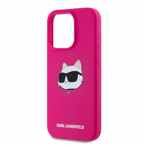 Karl Lagerfeld Silikoninis Choupette Head Magnetinis dėklas telefonui iPhone 15 Pro – rožinis