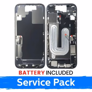 Apple iPhone 17 vidurinio rėmo korpusas + baterija / Juodas / (Aptarnavimo pakuotė)