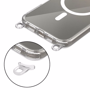 Прозрачный чехол Tech-Protect Flexair Chain MagSafe для iPhone 16 + 2 шнурка (розовый и серый)