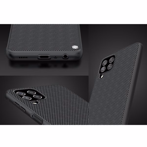 Nillkin Textured Case patvarus sustiprintas dėklas su geliniu rėmu ir nailono nugarėle Samsung Galaxy A22 4G juodas